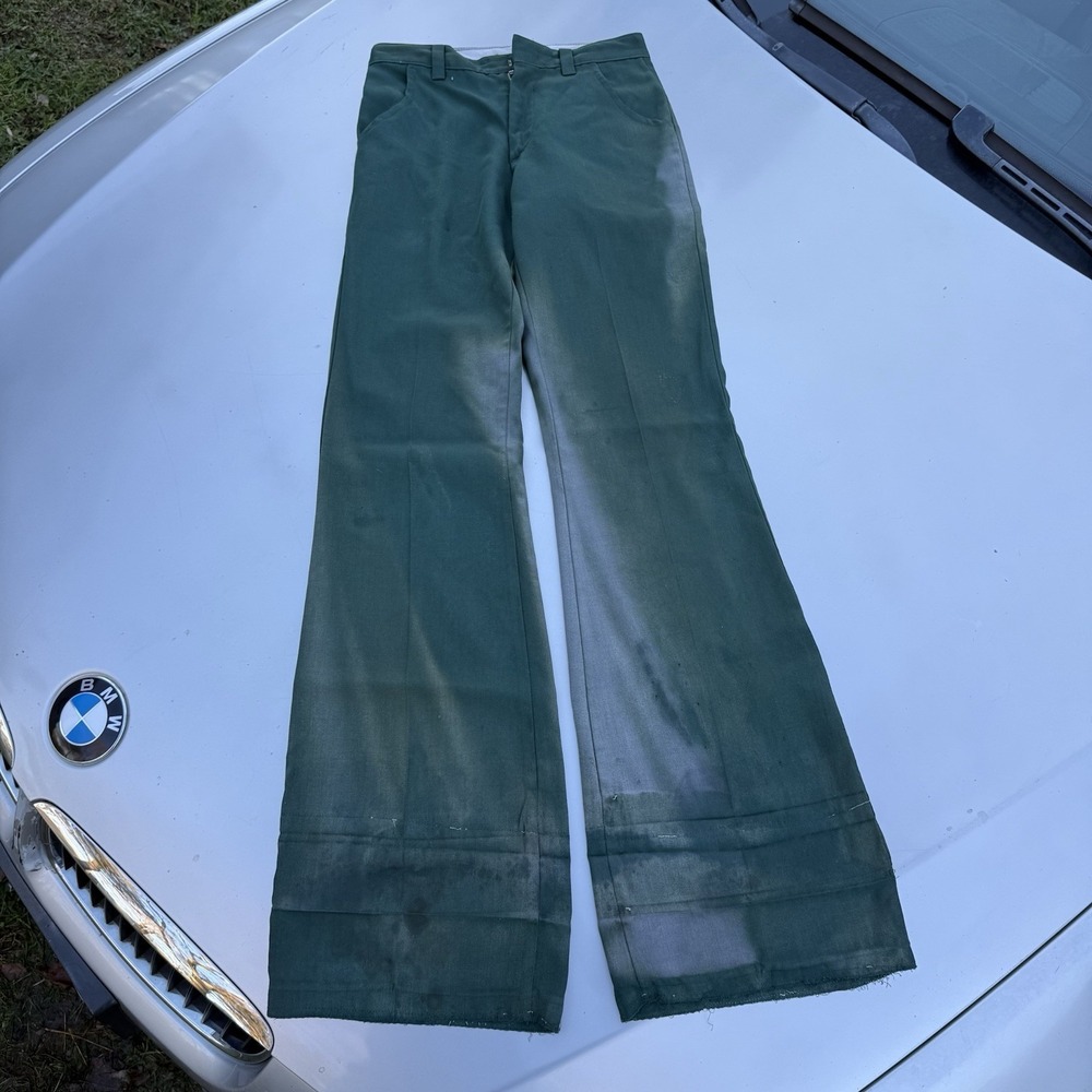 Vtg 80s FARAH bell Bottoms Unique Fade And Distress Talon Zip 27X34 Barn Find